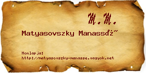 Matyasovszky Manassé névjegykártya